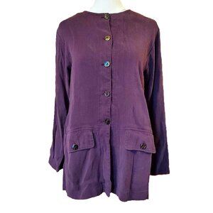 Vintage 90s Timbuktu Station Purple Tencel Shacket Women's Sz 1/M Lagenlook USA